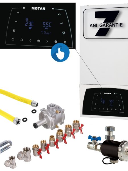 Centrală termică Motan Condens Plus 100 25 kW + kit montaj + filtru antimagnetită + kit evacuare