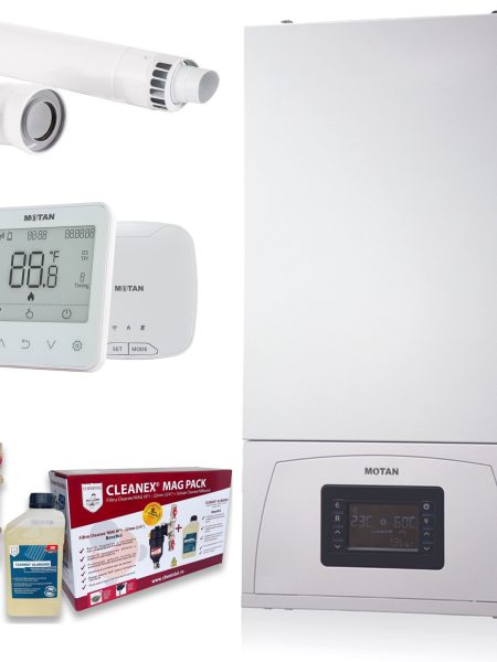Set centrală termică Motan Condens 100 25/28 kW + termostat smart + pachet Cleanex