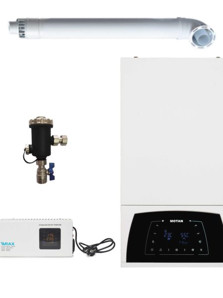 Set Centrala termica Motan Condens +100, 25kw + Stabilizator cu releu slim 500VA 300W + garantie 7 ani + Fitru ANTImagnetita